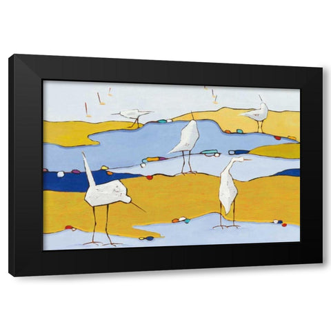 Marsh Egrets VI Black Modern Wood Framed Art Print by Adams, Phyllis