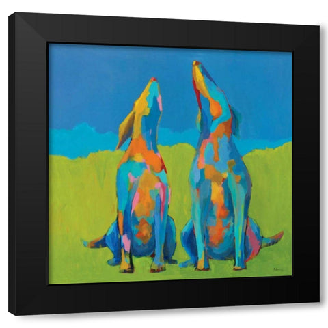 Howling Hounds Black Modern Wood Framed Art Print by Adams, Phyllis