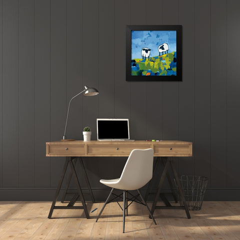Two Sheep Black Modern Wood Framed Art Print by Adams, Phyllis