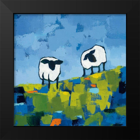 Two Sheep Black Modern Wood Framed Art Print by Adams, Phyllis