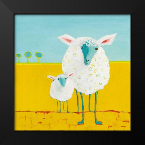 Mama and Baby Sheep Black Modern Wood Framed Art Print by Adams, Phyllis