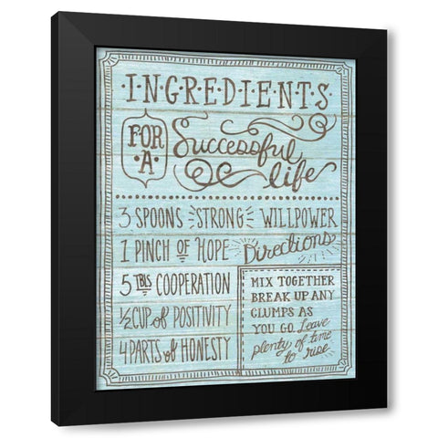 Ingredients For Life I Blue Black Modern Wood Framed Art Print with Double Matting by Urban, Mary