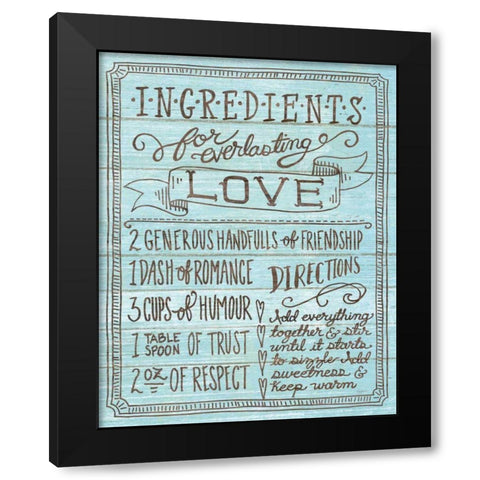 Ingredients for Life III Blue Black Modern Wood Framed Art Print by Urban, Mary