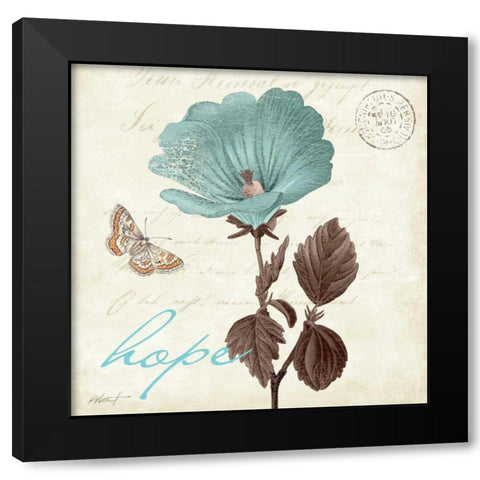 Touch of Blue III - Hope Black Modern Wood Framed Art Print by Pertiet, Katie