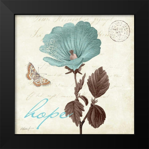Touch of Blue III - Hope Black Modern Wood Framed Art Print by Pertiet, Katie