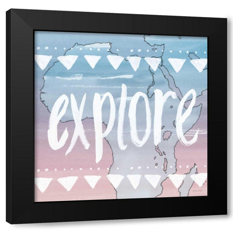 World Traveler Explore Black Modern Wood Framed Art Print by Miller, Sara Zieve