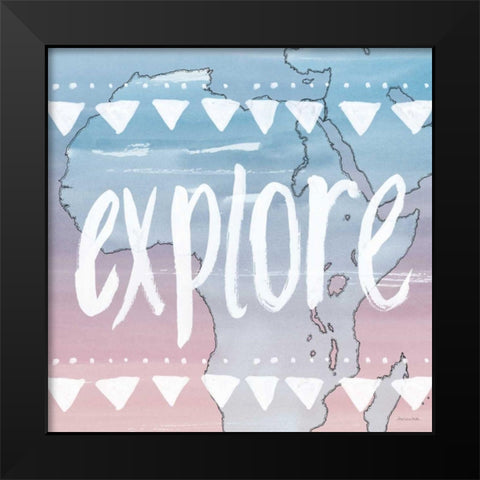 World Traveler Explore Black Modern Wood Framed Art Print by Miller, Sara Zieve