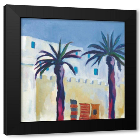 Palm Trees and Rugs Black Modern Wood Framed Art Print by Clark, Michael