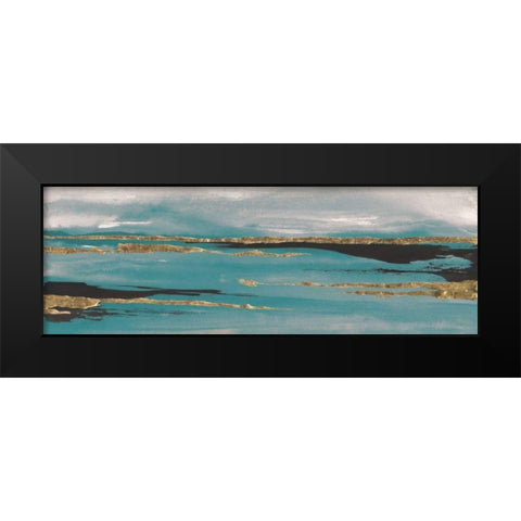 Gilded Storm II Teal Grey Crop Black Modern Wood Framed Art Print by Paschke, Chris