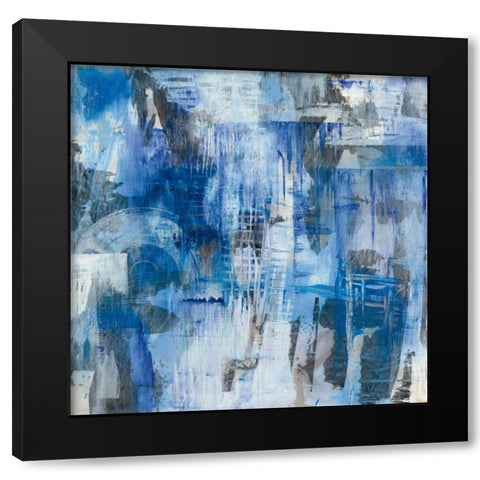 Industrial Blue Black Modern Wood Framed Art Print with Double Matting by Averinos, Melissa