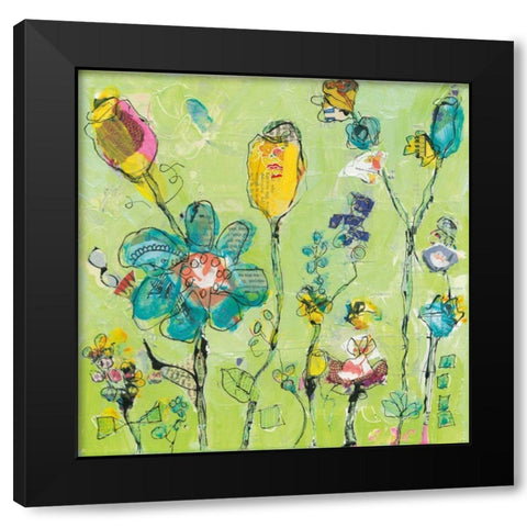 Doodle Garden Black Modern Wood Framed Art Print by Day, Kellie