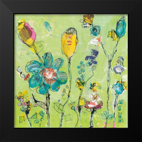 Doodle Garden Black Modern Wood Framed Art Print by Day, Kellie