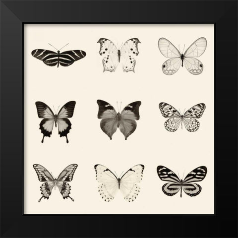 Butterfly BW 9 Patch Black Modern Wood Framed Art Print by Van Swearingen, Debra