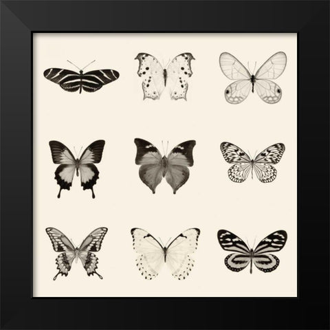 Butterfly BW 9 Patch Black Modern Wood Framed Art Print by Van Swearingen, Debra