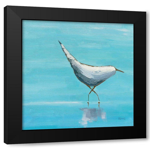 Egret I Bright Black Modern Wood Framed Art Print with Double Matting by Adams, Phyllis