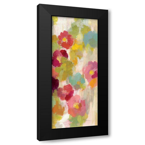 Coral and Emerald Garden I Panel III Black Modern Wood Framed Art Print by Vassileva, Silvia
