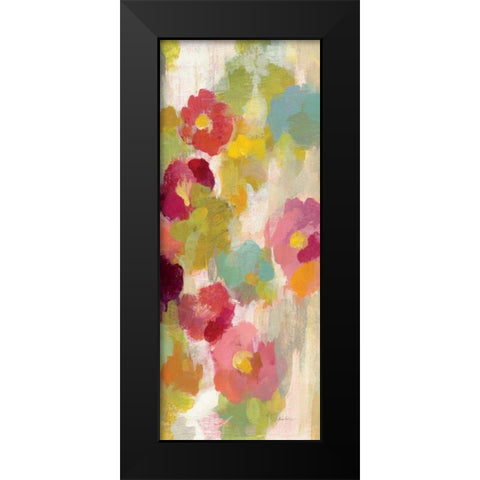 Coral and Emerald Garden I Panel III Black Modern Wood Framed Art Print by Vassileva, Silvia