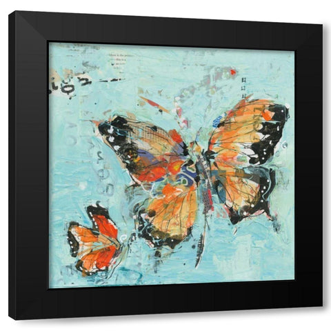 Monarch II Light Blue Black Modern Wood Framed Art Print with Double Matting by Day, Kellie