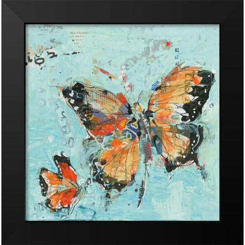 Monarch II Light Blue Black Modern Wood Framed Art Print by Day, Kellie