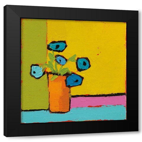 Orange Vase Bright Black Modern Wood Framed Art Print with Double Matting by Adams, Phyllis