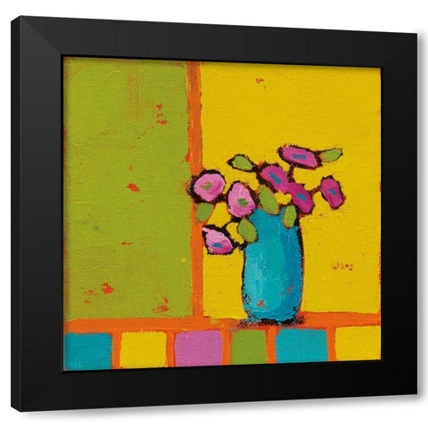 Turquoise Vase Bright Black Modern Wood Framed Art Print by Adams, Phyllis