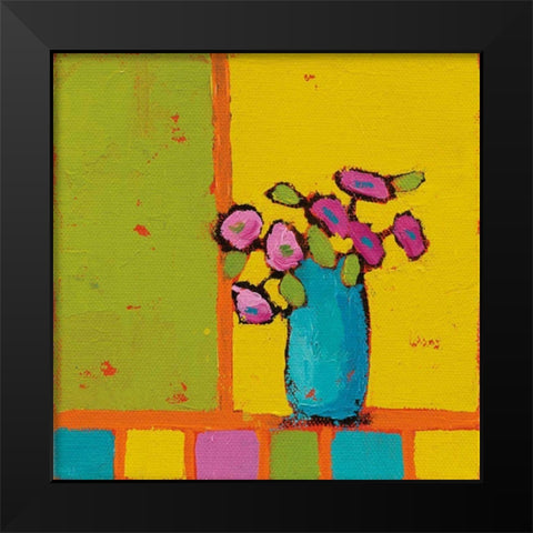 Turquoise Vase Bright Black Modern Wood Framed Art Print by Adams, Phyllis