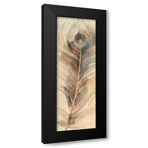 Feather Study Single Feather Black Modern Wood Framed Art Print by Hristova, Albena