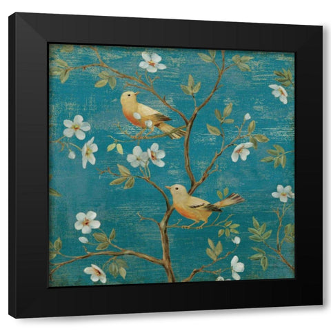 Blossom Blues Black Modern Wood Framed Art Print by Brissonnet, Daphne