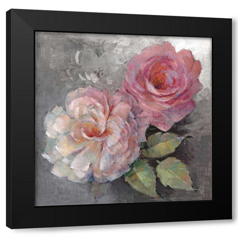 Roses on Gray I Crop Black Modern Wood Framed Art Print by McGowan, Peter