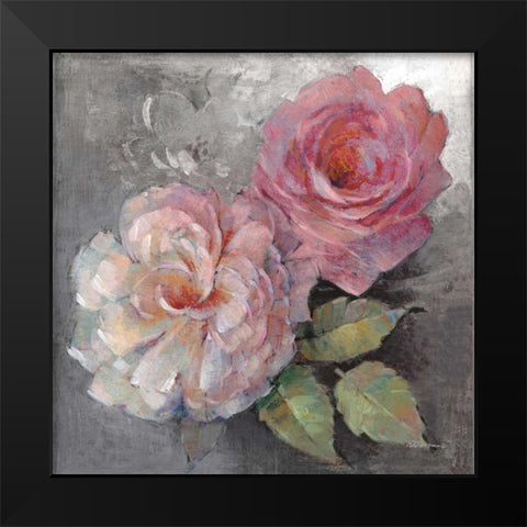 Roses on Gray I Crop Black Modern Wood Framed Art Print by McGowan, Peter