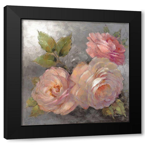 Roses on Gray II Crop Black Modern Wood Framed Art Print by McGowan, Peter