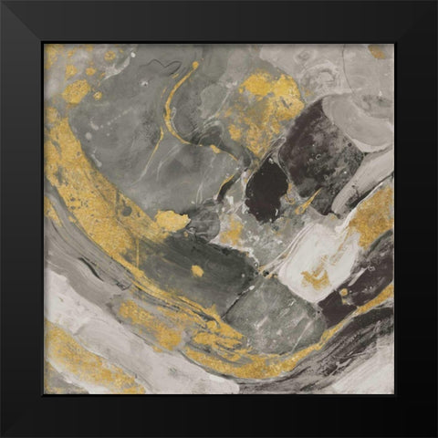 Arroyo Gold and Black Black Modern Wood Framed Art Print by Hristova, Albena