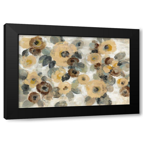 Neutral Floral Beige I Black Modern Wood Framed Art Print with Double Matting by Vassileva, Silvia