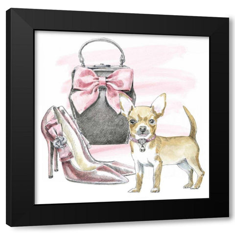 Glamour Pups I Black Modern Wood Framed Art Print with Double Matting by Grove, Beth