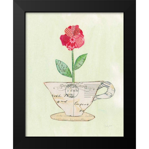 Teacup Floral I Black Modern Wood Framed Art Print by Prahl, Courtney