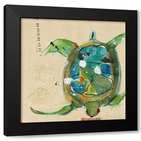 Chentes Turtle Light Black Modern Wood Framed Art Print by Day, Kellie