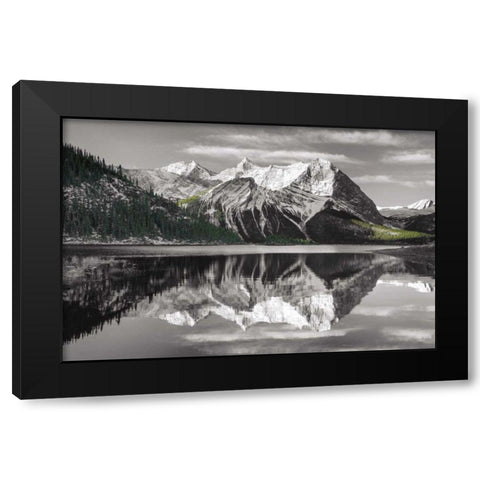 Kananaskis Lake Reflection BW with Color Black Modern Wood Framed Art Print by Audit, Lisa