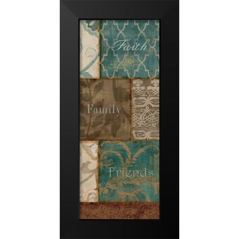 Faith Family Friends Black Modern Wood Framed Art Print by Pela