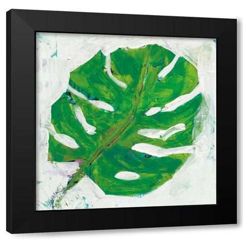 Single Leaf Play on White Black Modern Wood Framed Art Print by Day, Kellie