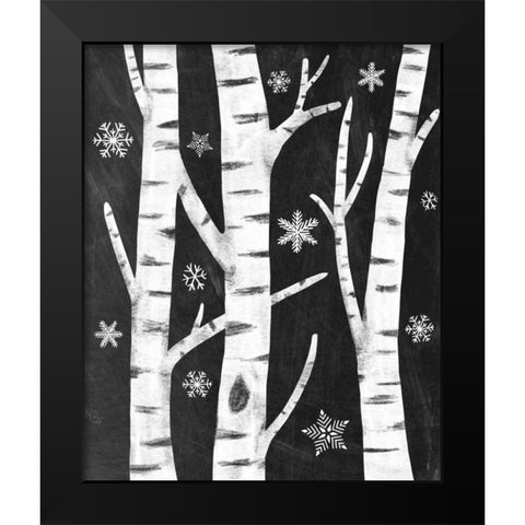 Snowy Birches Black Modern Wood Framed Art Print by Urban, Mary