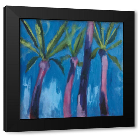 Palm Trees with Pink Black Modern Wood Framed Art Print with Double Matting by Clark, Michael