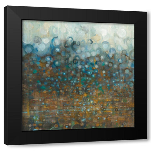 Blue and Bronze Dots Black Modern Wood Framed Art Print with Double Matting by Nai, Danhui