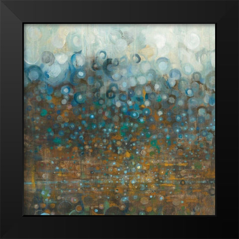 Blue and Bronze Dots Black Modern Wood Framed Art Print by Nai, Danhui