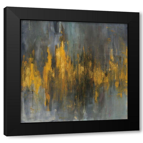 Black and Gold Abstract Black Modern Wood Framed Art Print with Double Matting by Nai, Danhui