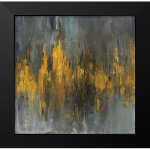 Black and Gold Abstract Black Modern Wood Framed Art Print by Nai, Danhui