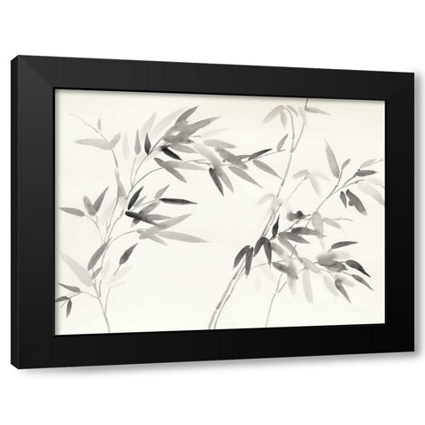 Bamboo Leaves I Black Modern Wood Framed Art Print with Double Matting by Nai, Danhui