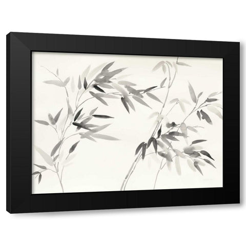 Bamboo Leaves I Black Modern Wood Framed Art Print by Nai, Danhui