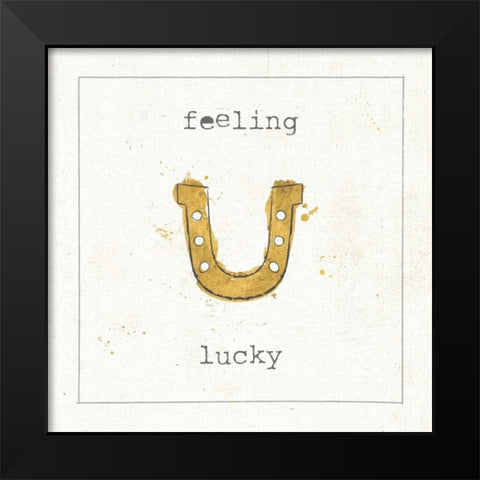 Lil Memos Feeling Lucky Black Modern Wood Framed Art Print by Pela Studio