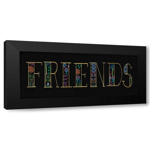 Bright Folklore Friends Black Modern Wood Framed Art Print by Wild Apple Portfolio