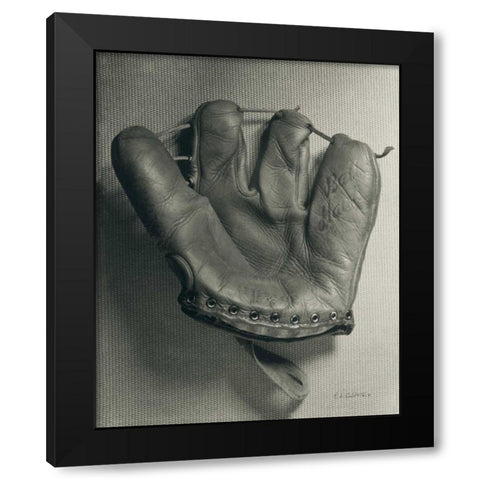 Baseball Glove Black Modern Wood Framed Art Print with Double Matting by Goldstein, Ed